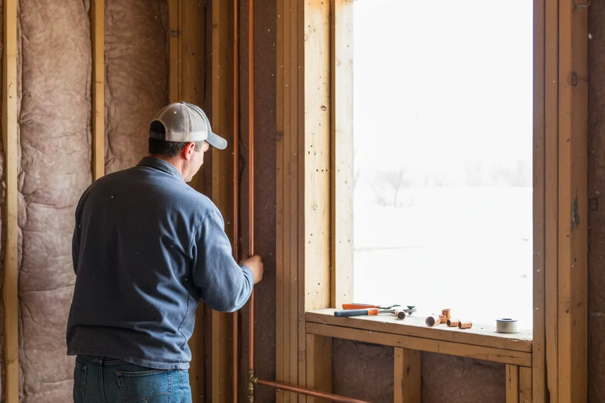 Licensed plumber running new copper supply lines in a Colona home
