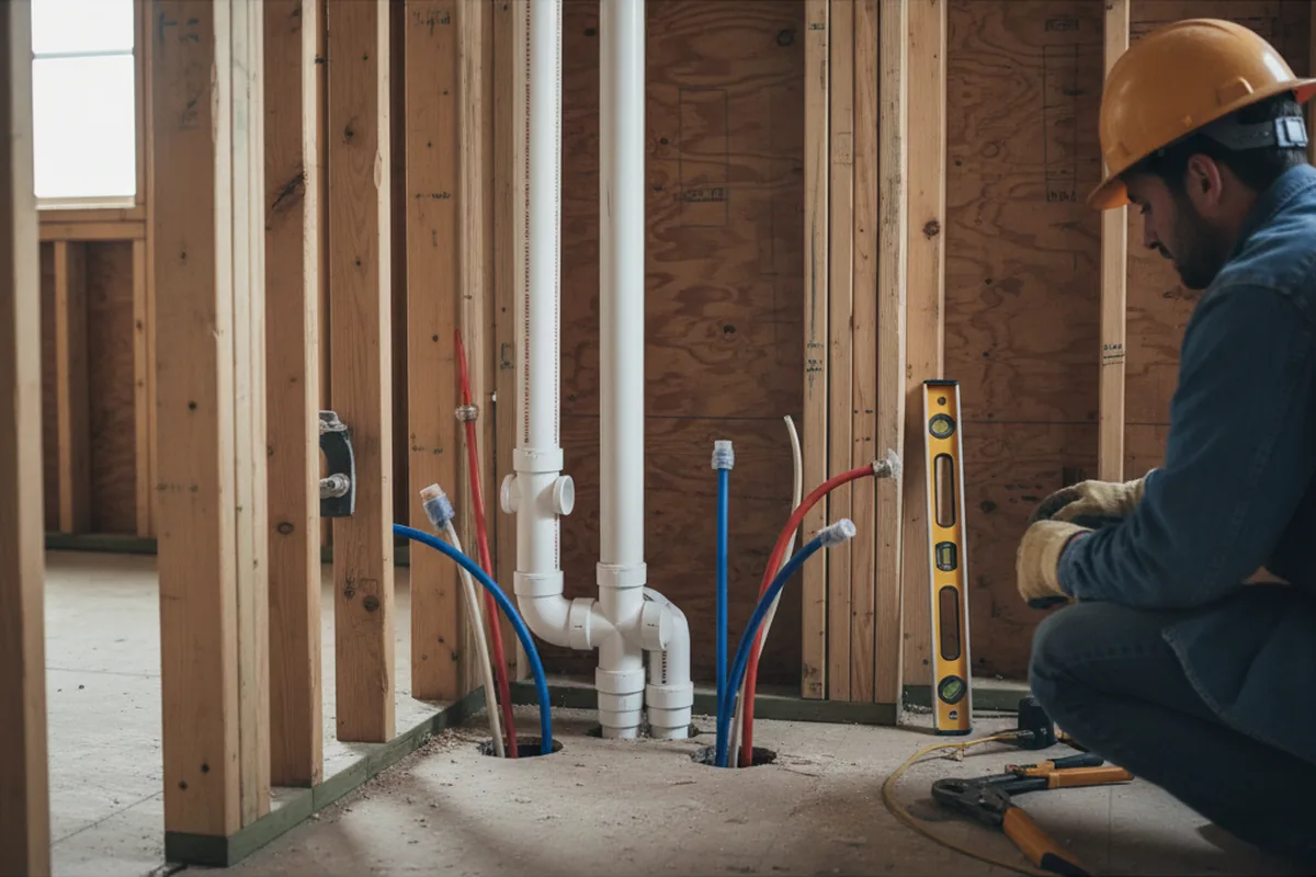 Drain and supply rough-in during Leak Detection in Colona